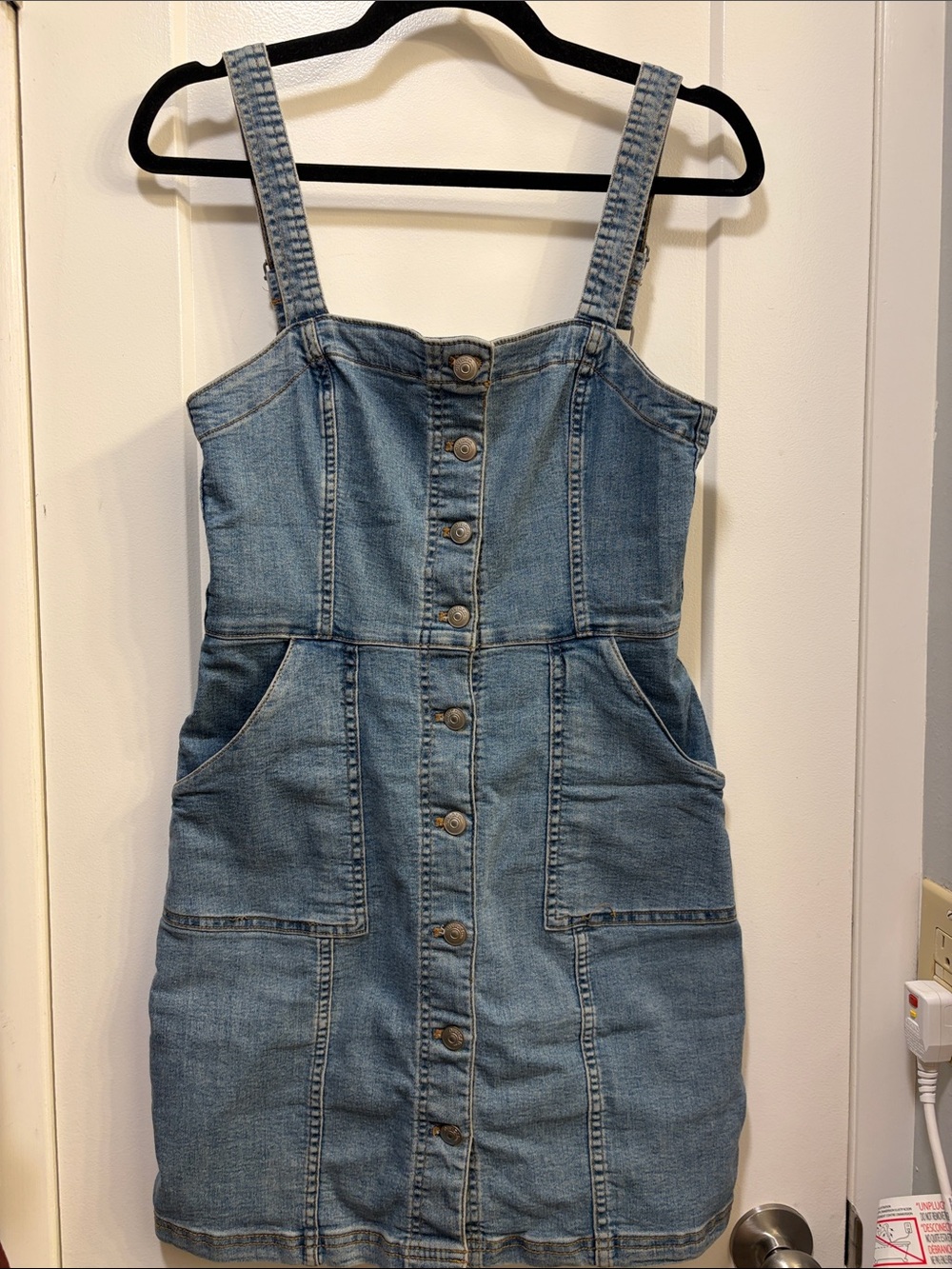 Divided Light Blue Denim Button-Front Mini Dress